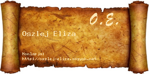 Oszlej Eliza névjegykártya